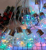 LED гірлянда штора "Лампочки з росою" 10шт, 3x0,6м, 8 режимів, Мультиколор