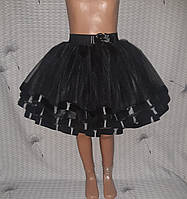 Святкова дитяча спідничка в три шари фатину чорного кольору, розмір 98-104