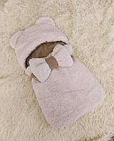 Меховой конверт спальник Тедди для новорожденных, бежевый