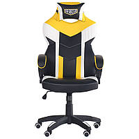 Кресло геймерское игровое с подушками VR Racer Dexter Jolt черный/желтый кожзаменитель PU до 120 кг