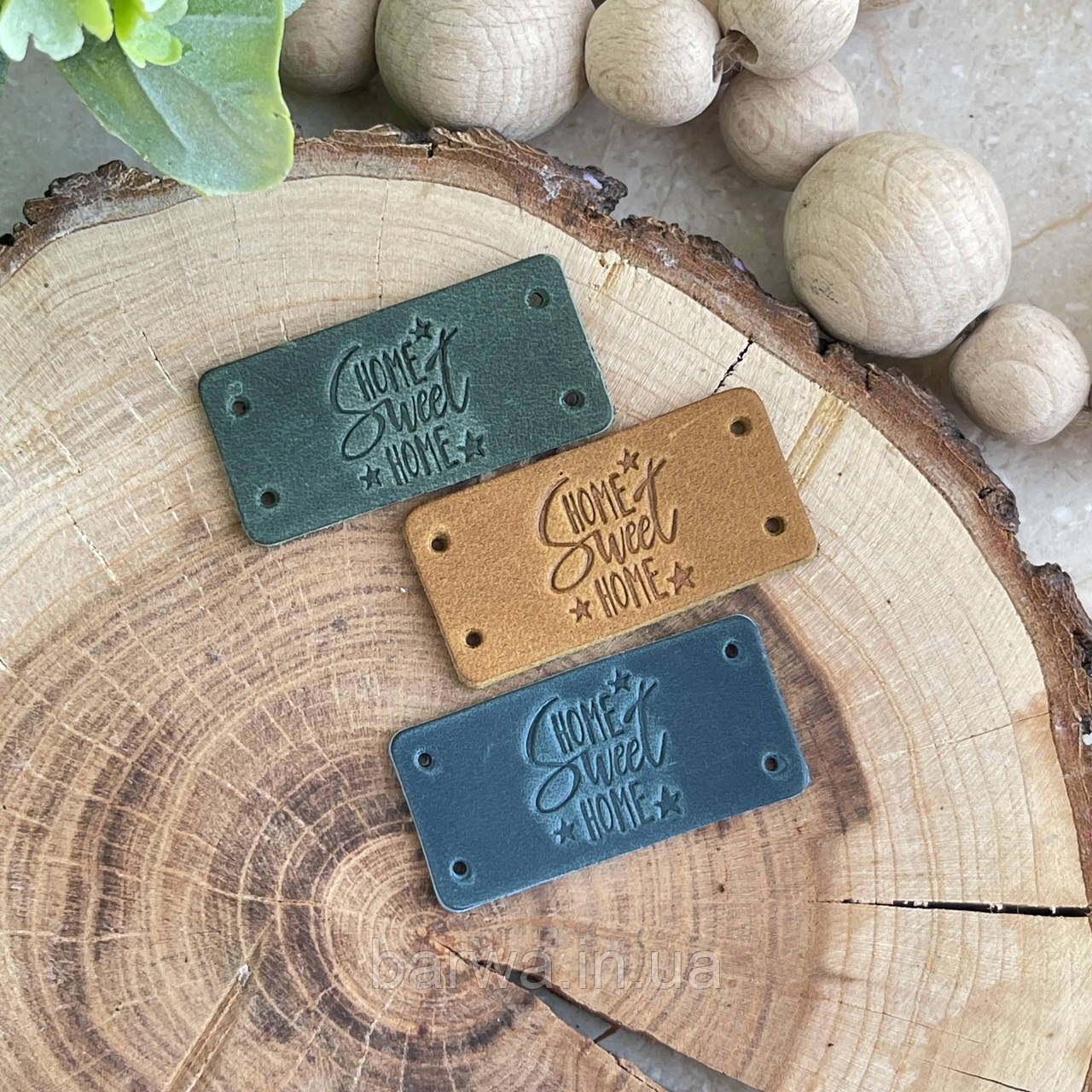 Шкіряна бірка 4х2 см HOME SWEET HOME