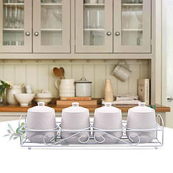 Набір банок для спецій і сипких продуктів 5 шт Maestro MR-20002-04CS Набір ємностей на підставці з кераміки