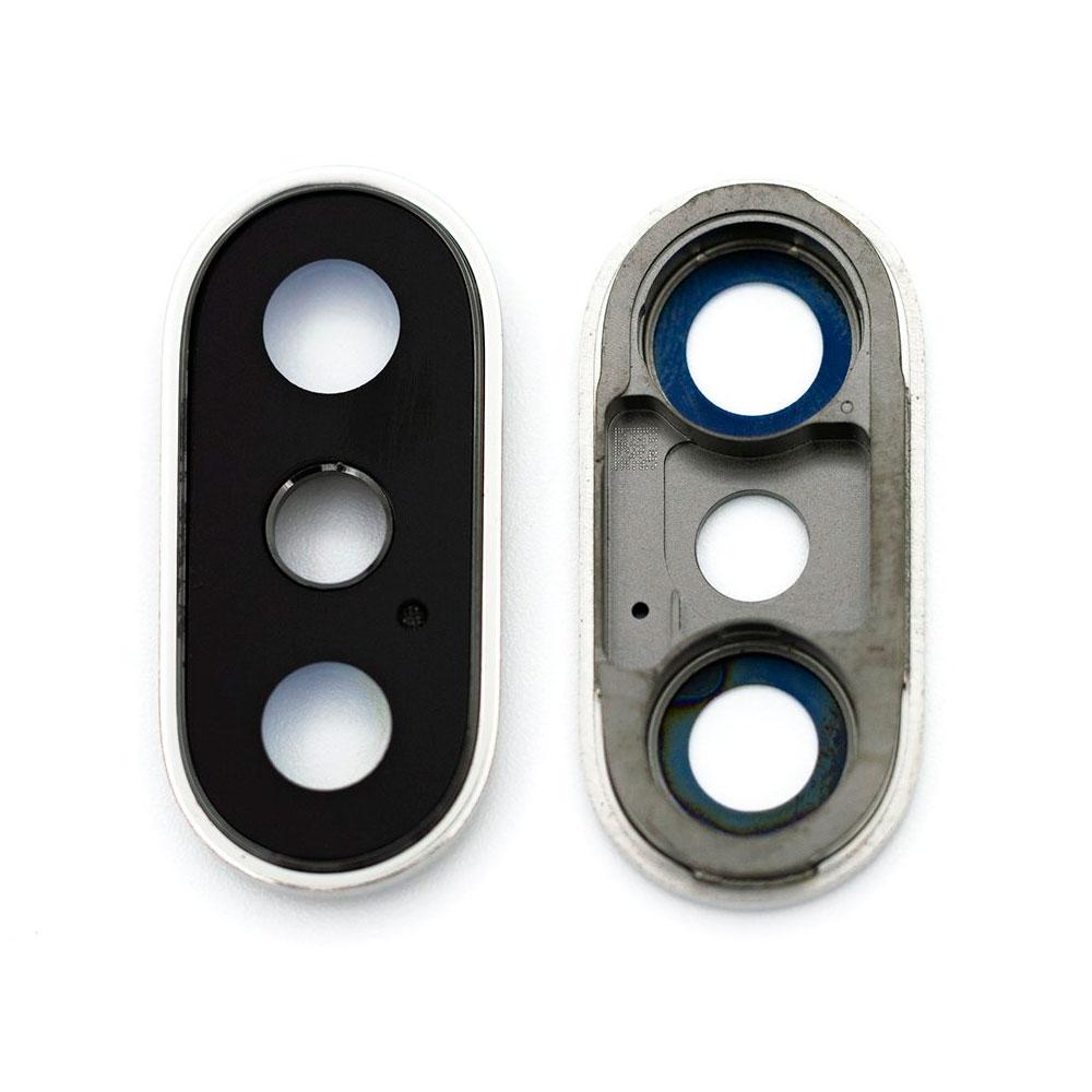 Скло камери для iPhone X в рамці (Silver) (Original)