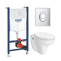 Комплект инсталляции GROHE Solido Start UA38971964A с унитазом GROHE кнопка хром 175425 CV032251