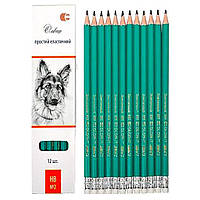 Простой эластичный карандаш CR655 с резинкой НВ в упаковке 12 шт
