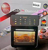 Мультипіч Аерофритюрниця Gold Diamond TK1015 на 12 л 3400W Чорна. Біла духовка піч мікрохвильовка