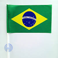 Флажок Бразилии в машину с присоской полиэстер 14х23 см