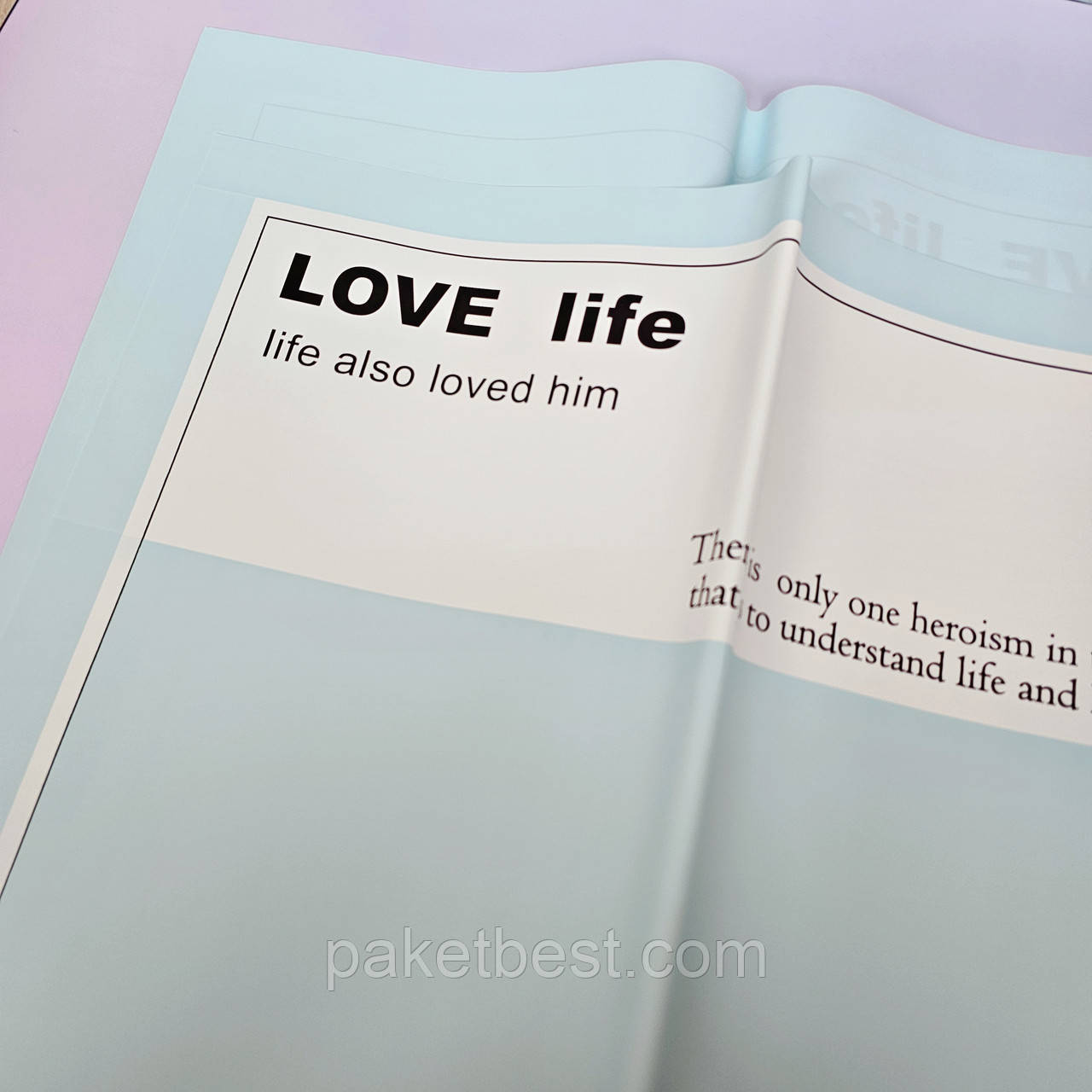 Двостороння калька ( 58х58 см) 20 штук LOVE LIFE блакитна