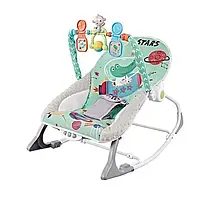 Дитяче музичне крісло-гойдалка 27244 дитячий шезлонг з брязкальцями та вібрацією / зелений "крокодильчик"