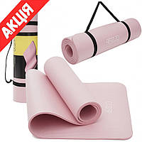 Коврик для фитнеса и йоги 4FIZJO NBR 180x60 см Нескользящий каремат для гимнастики Мат для тренировок Pink Emr