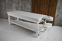 Стационарный деревянный массажный стол КР-10 WHITE_st