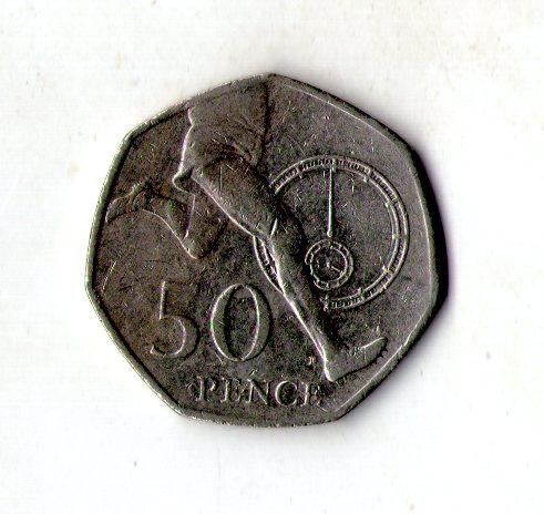 Великобританія ≥ Королева Софія II 50 пінсів, 2004 50 років рекорду в бігу — милячи менш ніж за 4 хв No846.