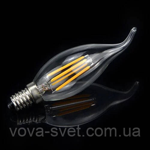 LED лампа Эдисона C-35 (4w) E-14 (AMBER) "NEW" filament (свеча на ветру) - фото 8 - id-p433683811