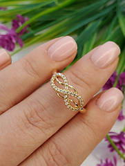 Кільце нескінченність із фіанітами медзолото, розмір 16,20