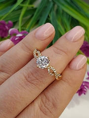 Кільце Аманда з білими каменями медзолото, розмір 16, 19,20,21