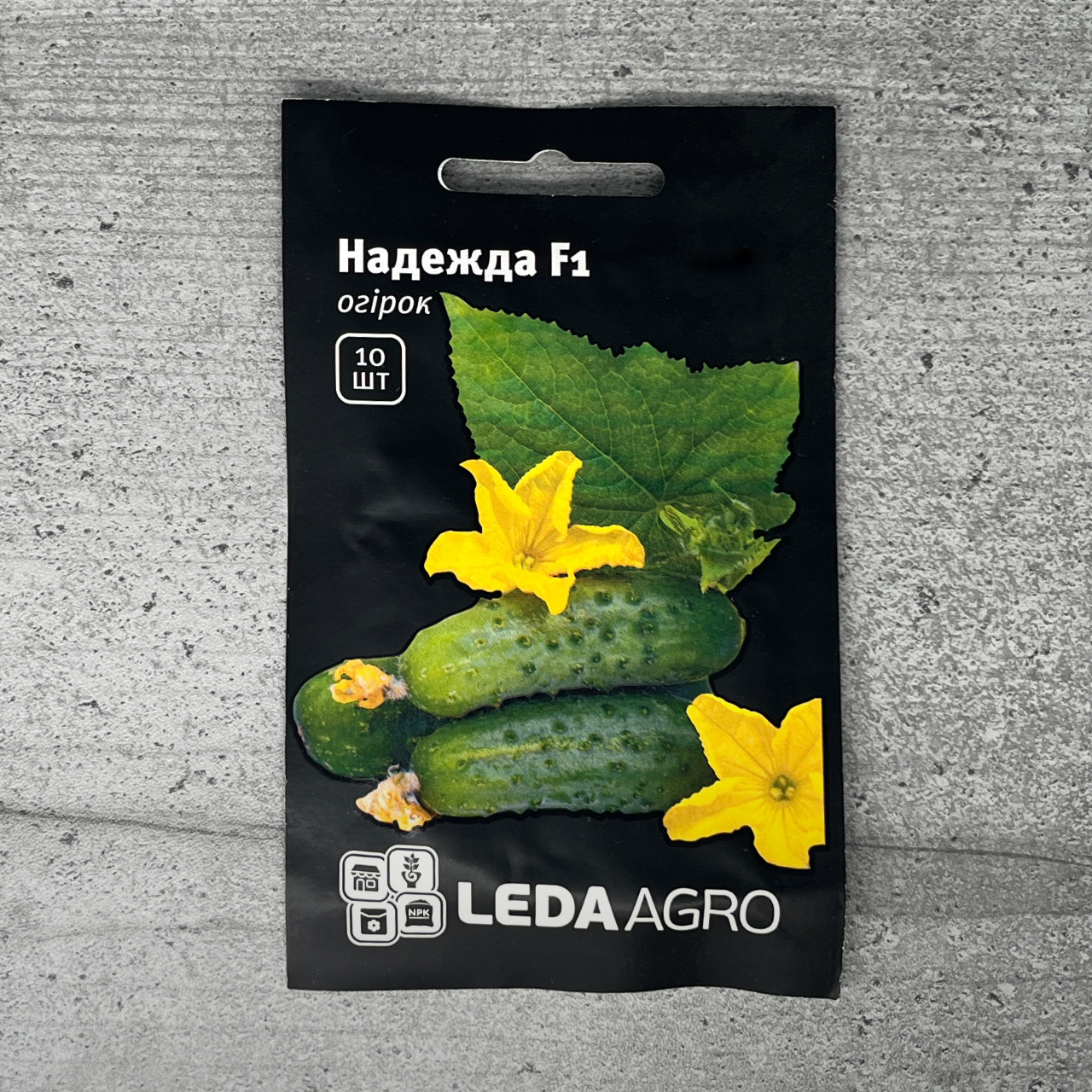 Огірок Надежда F1 10 шт бджолозапильний насіння пакетоване Leda Agro
