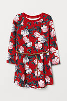 Платье для девочки H&M с длинным рукавом поясом цветочным принтом Размер 146/152 (10-12 лет)