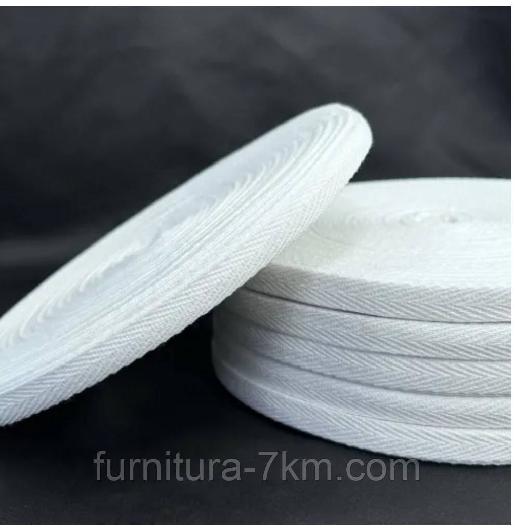 Кіперна стрічка 1 см, Біла, (х.б.)., фото 1