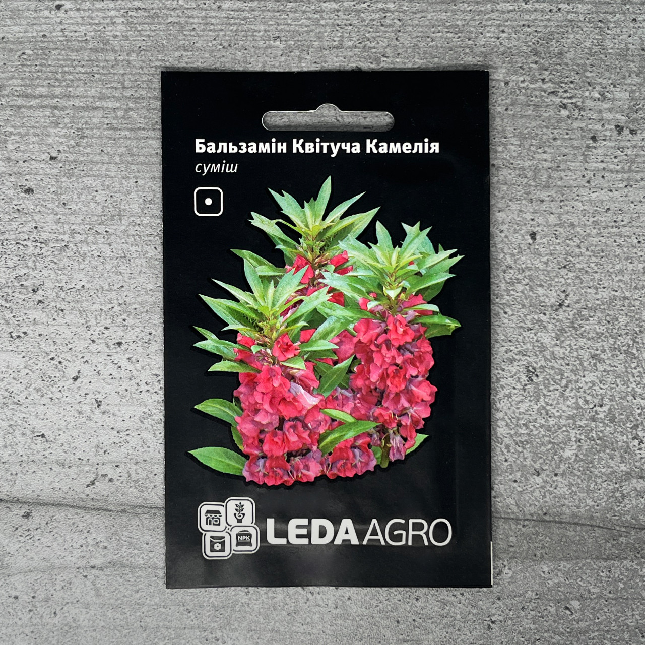 Бальзамін Квітуча Камелія суміш 0,5 г насіння пакетоване Leda Agro