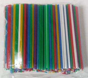 Одноразова соломка для коктейлю Ø 3мм довжина 12,5 см кольорова мікс 500 шт/уп.