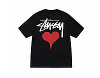 Чоловіча футболка Stussy Heart чорна унісекс Стуссі із серцем