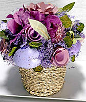 Декоративное пасхальное кашпо с цветами 19см Лаванда