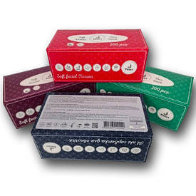 Серветка косметична паперова розмір 20х20 у коробці Одеса 200 шт/уп.