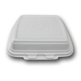 Ланч-бокс із спіненого полістиролу з кришкою розмір 250*210*70 білий HP-1 (125 шт)