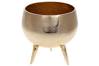Декоративное кашпо ваза нп 3 х ножках 20 см из алюминия ( цвет золото)