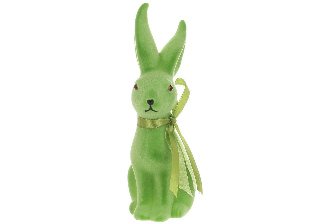 Фігурка декоративна Кролик із бантом з флоковим напиленням 7*23.5см, колір - зелений лайм