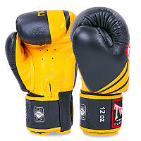 Перчатки боксерские кожаные TWINS FBGVL3-43 10oz черный-желтый (Оригинал) хит