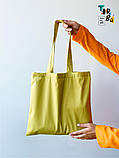 Щільна салатова сумка шопер торба квадратна без друку Розмір: 40cм х 40см, фото 4