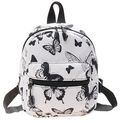 Чорний принт метелики молодіжний якісний якісний невеликий рюкзак. Жіночі рюкзаки. Рюкзак для дівчинки.
