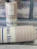 160х200см., сатин-страйп простынь на резинке с наволочками. Diore Турция. Бежевый.