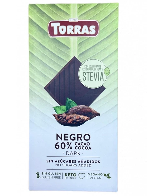 Шоколад Torras чорний 60% без цукру 100г
