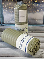 160х200см., сатин-страйп простынь на резинке с наволочками. Diore Турция. Зеленая