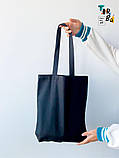 Щільна котонова сумка шопер торба чорна без друку Розмір: 35cм х 38см  х 7см, фото 3