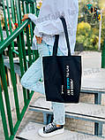 Щільна котонова сумка шопер торба чорна без друку Розмір: 35cм х 38см  х 7см, фото 8