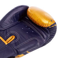 Перчатки боксерские кожаные TWINS FBGVL3-TW4 14oz Синий-золотой (Оригинал) топ
