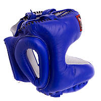 Шлем боксерский с бампером кожаный TWINS HGL10 Синий топ