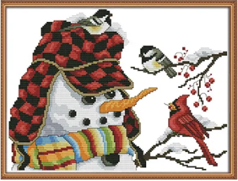 Набір для вишивання за нанесеною на канву схемою "Christmas Snowman".AIDA 14CT printed, 36*29 см