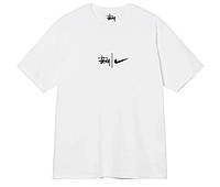 Мужская футболка Stussy x Nike белая унисекс Стусси коллаборация с Найк