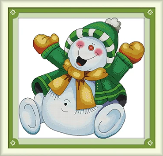 Набір для вишивання за нанесеною на канву схемою "Snowman (2)".AIDA 14CT printed, 34*33 см