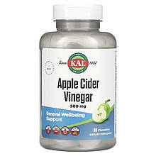 Яблучний оцет KAL "Apple Cider Vinegar" смак зелене яблуко, 500 мг (60 жувальних таблеток)