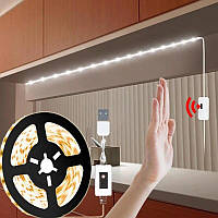 USB LED Світлодіодна стрічка 5V  з датчиком увімкнення — вимикання. 6500К Waterproof