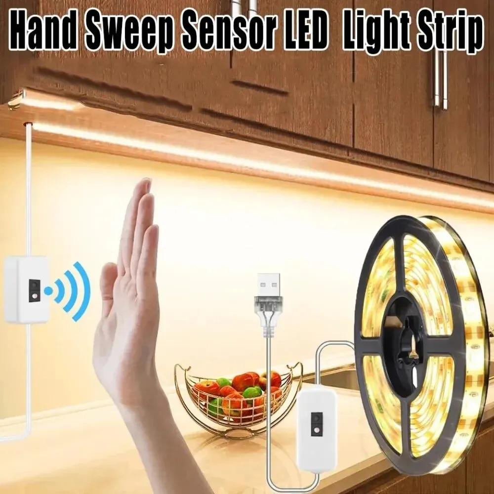 USB LED Світлодіодна стрічка 5V  з датчиком увімкнення — вимикання. 2700К Waterproof IP67, фото 1