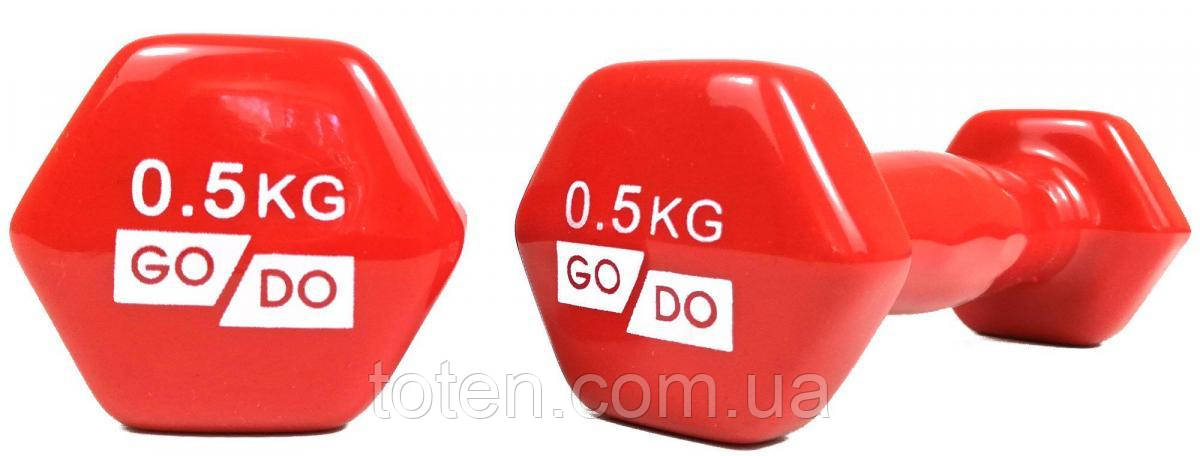 Гантель для фітнесу з вініловим покриттям 2шт GoDo GD-0.5R топ, фото 1
