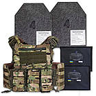 Плитоноска з плитами 4+ клас + баліст. пакет 2ARMOR ДСТУ 8782:2018 Cordura 1000D зі швидким скиданням MultiCam, фото 3