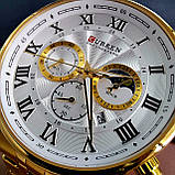 Чоловічий кварцевий стрілковий наручний годинник із хронографом Curren 8427 Gold-White, оригінал., фото 4