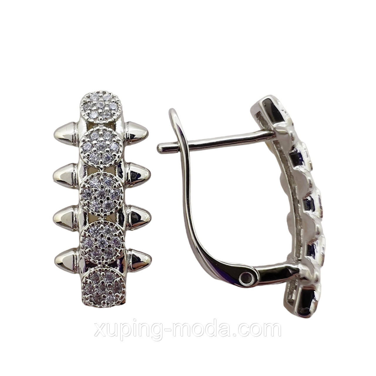 Сережки гарні xuping. 20х7 мм. Родій, фото 1